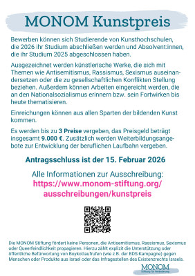 MONOM Kunstpreis 2026